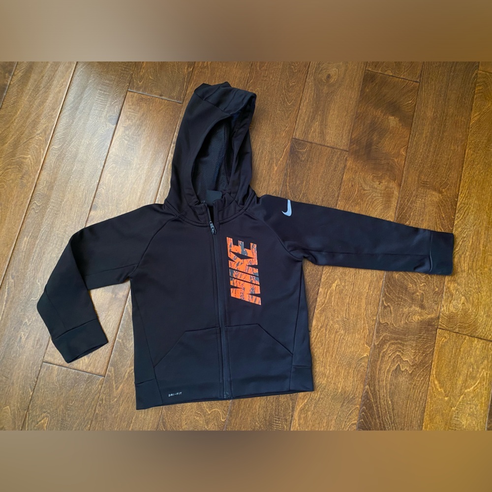 Nike Toddler Dri-Fit Full Zip Hoodie Black/orange size 4T EUC